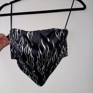 Urban Outfitters black and white flame cropped corset top.